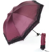 Marlux dantelli rüzgara dayanıklı fiber gövde kadın şemsiye - 2