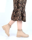 M.P. 232-1427 Zn Kadın Bej Düz Bot - 1