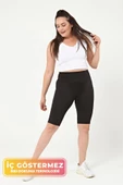 Kadın Siyah Sporcu Modeli Yazlık Spor Taytı Fitness Gym Training Siyah Kısa Spor Tayt - 1