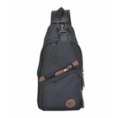 Newish Tokalı Kumaş Bodybag Sırt ve Göğüs Çantası Siyah - 2