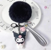 Kuromi Sanrio Silikon Anahtarlık  Pon Ponlu thumbnail 2