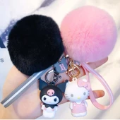 Kuromi Sanrio Silikon Anahtarlık  Pon Ponlu thumbnail 1