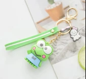 Sevimli Kurbağa Pon Ponlu Silikon Anahtarlık thumbnail 2