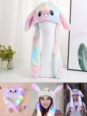 Işıklı Oynar Kulaklı Peluş Kawaii Figürlü Şapka Rainbow Rengarenk - 1