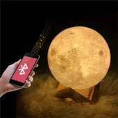 Bluetooth Hoparlörlü Ay Gece Masa Lambası 16 Renkli Dokunmatik Uzaktan Kumandalı - 1