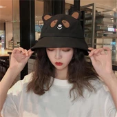 Siyah Sevimli Panda Kulaklı Bucket Şapka - 1