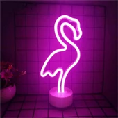 Neon Işıklı Dekoratif Flamingo Masa Gece Lambası  - 1