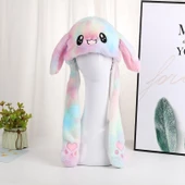 Işıklı Oynar Kulaklı Peluş Kawaii Figürlü Şapka Rainbow Rengarenk - 3