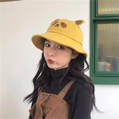Sevimli Panda Kulaklı Bucket Şapka Sarı - 1