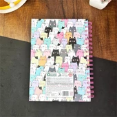 Sevimli Kedi Tasarımlı Çizgili Spiralli Defter thumbnail 2