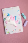 Sevimli Unicorn Atı Squishy Yumuşak Dokulu Çizgili Defter - 1