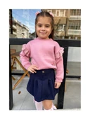 Lacivert Renk Önü Pileli Şort Etek - 2
