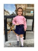 Lacivert Renk Önü Pileli Şort Etek - 1