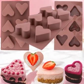 Silikon 6'lı Kalp Kek ve Kurabiye Kalıbı - 4