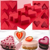 Silikon 6'lı Kalp Kek ve Kurabiye Kalıbı - 2
