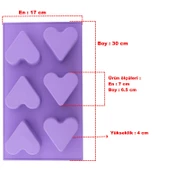 Silikon 6'lı Kalp Kek ve Kurabiye Kalıbı - 5