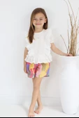 Fistolu Kelebek Motif Şortlu Pamuk Dokuma Kız Çocuk Takım TF7352 thumbnail 3