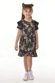 Fırfırlı Kız Çocuk Dokuma Kumaş Tiril Elbise MNK0503 - 5