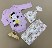 Penye Kukuleta Şapkalı Badili 3lü Bebek Takımı Mnk0371 thumbnail 2