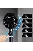 Turbo Siyah Duş Başlığı Stop Tuşlu 150 Cm uSiyah Duş Hortumu Siyah Turbo Hortum - 6