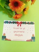 30 Adet Lux Kalın Kuşe Yılbaşı Tebrik Kartı - Mutlu Yıllar - Paketleme Kartı 8x5cm (M11) - 2