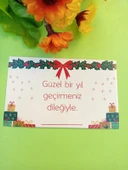 30 Adet Lux Kalın Kuşe Yılbaşı Tebrik Kartı - Mutlu Yıllar - Paketleme Kartı 8x5cm (M11) - 1