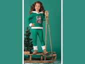 Unisex Çocuk Yılbaşı Christmas Noel Temalı Elf Model Kapüşonlu 3 İp Şardonlu 2 Parça Alt Üst Takım - 2