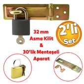Sandık Kutu Askısı 30 Luk Menteşeli Kilit Aparatı Tosba Kilit 32 mm Asma Kilit 2'li Set - 1