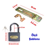 Sandık Kutu Askısı 35 Luk Menteşeli Kilit Aparatı Tosba Kilit 32 mm Asma Kilit 2'li Set - 2
