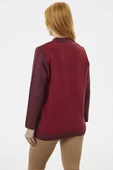Kalın Fermuarlı Cep Detaylı Triko Hırka - Bordo thumbnail 5