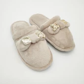 Ayıcık Papyonlu Model Kadın Terlik Krem Renk - 1