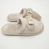 Ayıcık Papyonlu Model Kadın Terlik Krem Renk - 7