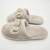 Ayıcık Papyonlu Model Kadın Terlik Krem Renk - 10