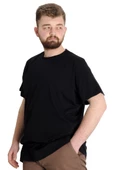 Mode XL Büyük Beden Erkek T-Shirt Basic 20031 Siyah thumbnail 2
