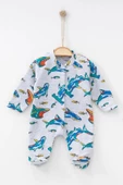 Ladybirds Unisex Bebek Köpek Balığı Baskılı Uzun Kollu Patikli Tulum - 1