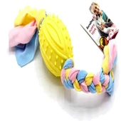 EuroDog Puppy Toys Diş İpli Kauçuk Rugby Topu Yavru Köpek Oyuncağı Sarı 35 cm - 1