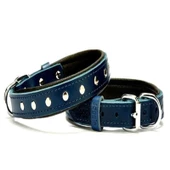Doggie Comfort Rivet Desenli Deri Köpek Boyun Tasması SBT-2011 M Mavi - 1