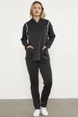 Fermuar Detaylı Cepli Eşofman Takım - Siyah thumbnail 3