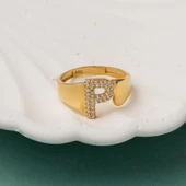 14 Ayar P Harf Kadın Altın Yüzük thumbnail 2