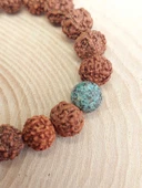 Afrika Turkuazı Taşlı Rudraksha Tohum Unisex Bileklik 8mm thumbnail 3