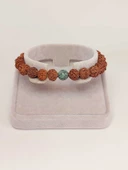 Afrika Turkuazı Taşlı Rudraksha Tohum Unisex Bileklik 8mm thumbnail 2