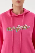 No Fear Kadın Sweatshirt Kapüşonlu Fuşya 72508 - 2