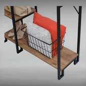 DEKORATİF ÇOK AMAÇLI METAL AYAKLI AHŞAP RAFLI ELBİSE ASKILIĞI AYAKKABILIK PORTATİF PORTMANTO GARDIROP - 8