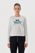 No Fear Orijinal Kadın T-shirt Uzun Kollu Beyaz - 1