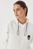 No Fear Kadın Sweatshirt Oversize Kapüşonlu Beyaz 72478 - 3