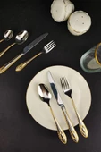 Digithome Winterbach 6 Kişilik 42 Parça Paslanmaz Çelik Çatal Kaşık Bıçak Takımı Gold C320.139 - 1