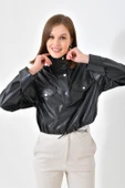 FTZ Women Kadın Deri Bluz  Siyah RBN4017 thumbnail 4