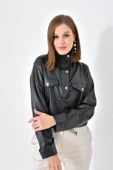 FTZ Women Kadın Deri Bluz  Siyah RBN4017 thumbnail 3