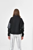 FTZ Women Kadın Deri Detaylı Sweatshırt  Siyah RBN4024 - 7