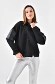 FTZ Women Kadın Deri Detaylı Sweatshırt  Siyah RBN4024 - 3